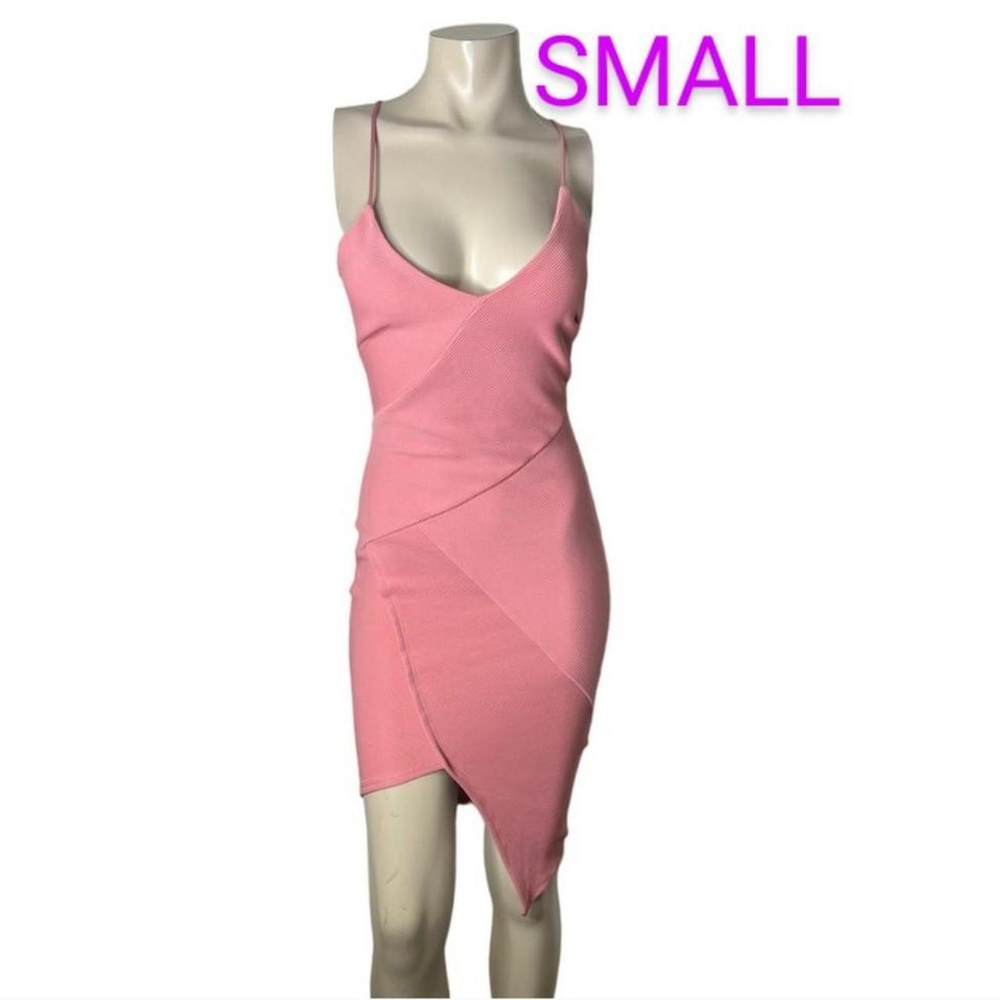 🆕Classy Mauve Pink Ribbed Stitch Low Cut Open Back Lace Up Dress~Size S